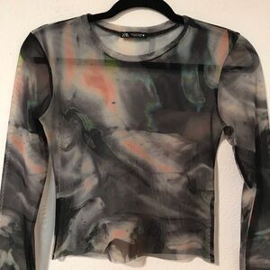 Zara Multicolor Sheer Crop Top